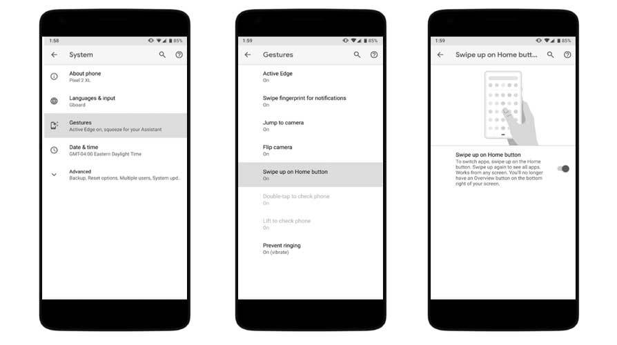 Gesture Navigation on Android Pie