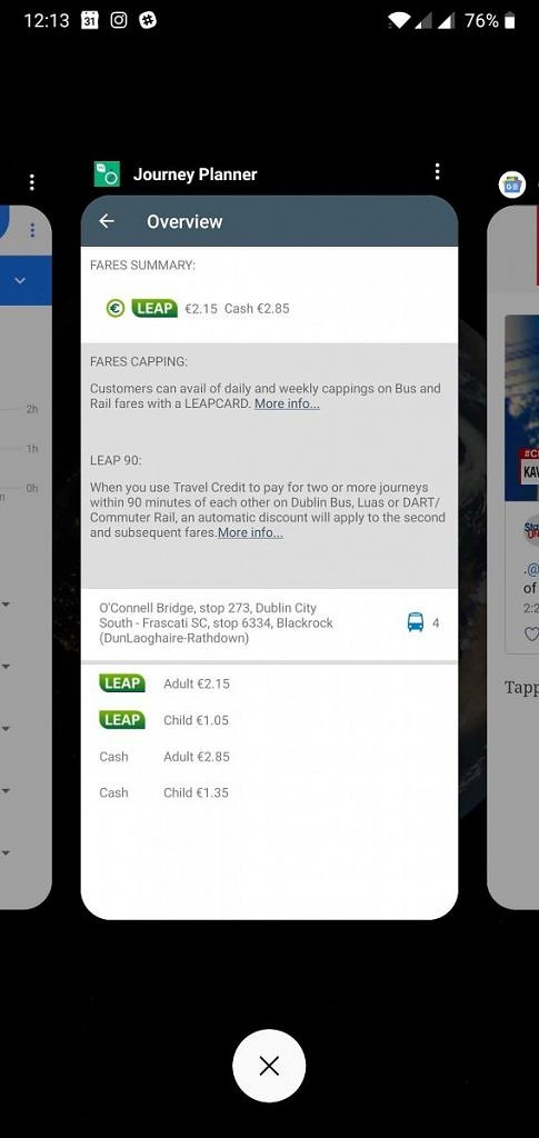Vertical Recent Apps Screen